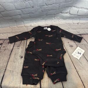 Nordstrom Christmas Santa & Reindeer Bodysuit and Pants Set